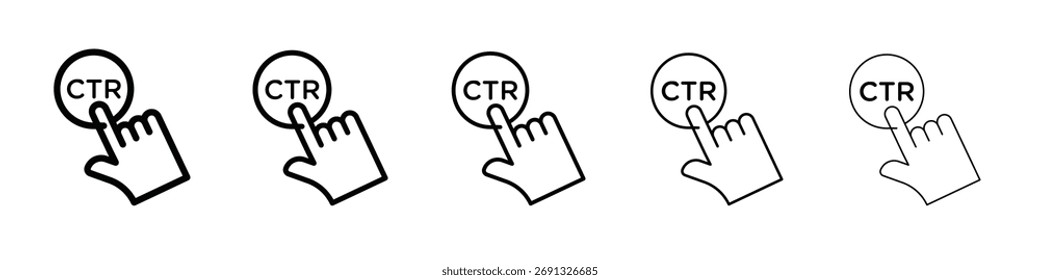 CTR-Symbol. Dünne Linie Icons Sammlung für Web ui.