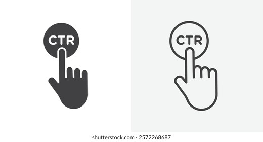 CTR icons. flat and line style set