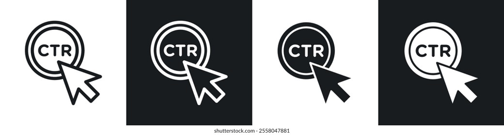 CTR icons pack in black and white filled and outlined versions.