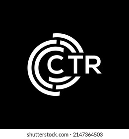 Diseño del logotipo de la letra CTR sobre fondo negro. CTR creativo concepto de logo de la carta de iniciales. Diseño de letras CTR.
