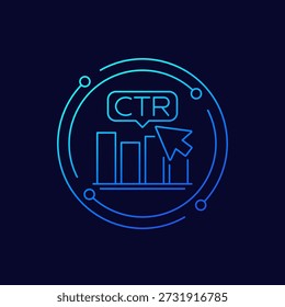 CTR metric icon, Click-Through Rate linear design