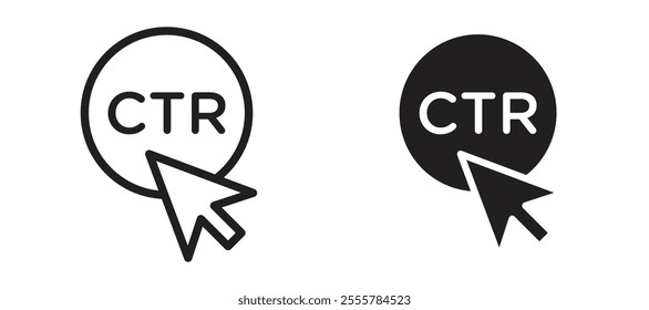 CTR vector icon set in black color.