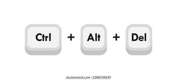 Ctrl alt del computer keyboard buttons combinations. Hotkeys combination for delete. Vector illustration.