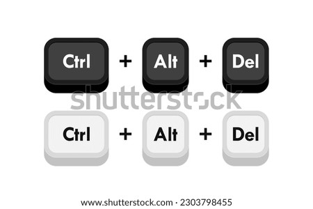 Ctrl alt del computer keyboard buttons combinations. Hotkeys combination for delete. Vector illustration.