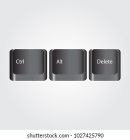 Ctrl, Alt and Del Keyboard button concept vector illustrations