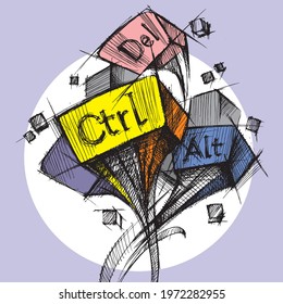 Ctrl + Alt + Del. Keyboard shortcuts on a computer keyboard