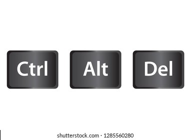 Ctrl, Alt and Del on white background. flat style. keyboard shortcut icon for your web site design, logo, app, UI. three button for fix computer symbol. Ctrl, Alt and Del Keyboard button concept.