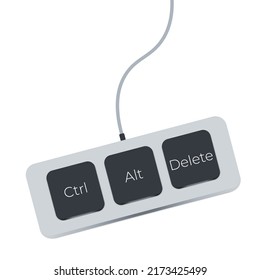 Ctrl, Alt and Del on white background. flat style. keyboard shortcut icon for your web site design, logo, app, UI. three button for fix computer symbol