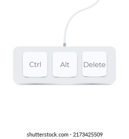 Ctrl, Alt and Del on white background. flat style. keyboard shortcut icon for your web site design, logo, app, UI. three button for fix computer symbol