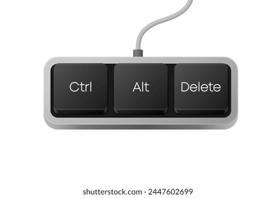 Combinación de Botón Ctrl Alt Borrar. Teclado del ordenador. Word en el teclado de la computadora. Ilustración vectorial.