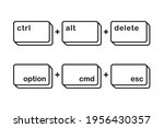 Ctrl alt delete and option cmd esc shortcut keys for force quit keyboard keys concept in vector icon