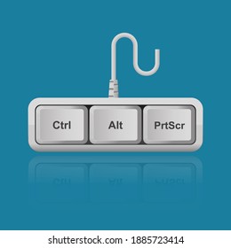 Ctrl, Alt, PrtScr keyboard keys isolated on background vector illustration,shortcut for print screen monitor.