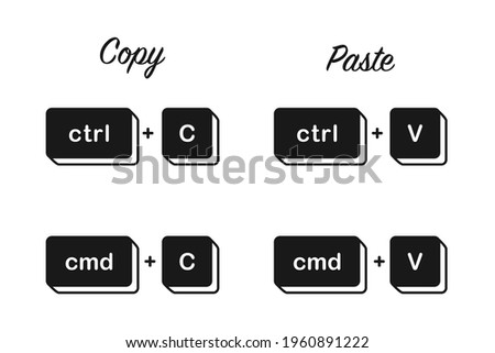 Ctrl C Cmd C and V shortcut keys for copy paste keyboard keys concept in vector icon