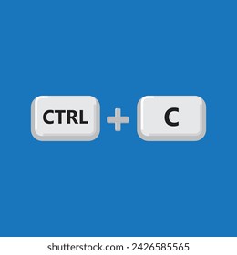 Ctrl and C keyboard shortcut vector illustration, Paste keyboard shortcut for windows devices. Ctrl C.