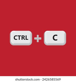 Ilustración vectorial de atajos de teclado Ctrl y C, Pegar atajos de teclado para dispositivos Windows. Ctrl+C.