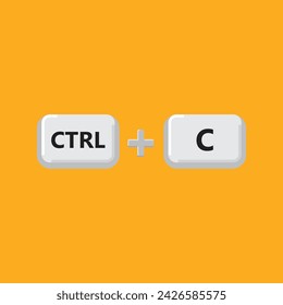 Ilustración vectorial de atajos de teclado Ctrl y C, Pegar atajos de teclado para dispositivos Windows. Ctrl+C.