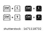Ctrl C and Ctrl V computer keyboard buttons. Desktop interface. Web icon. Vector stock illustration.