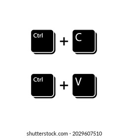 Ctrl C Ctrl V key glyph icon. Clipart image isolated on white background