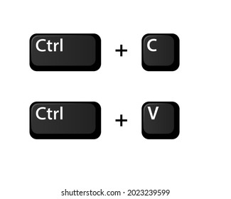 Ctrl C Ctrl V key icon. Clipart image isolated on white background