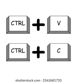 Ctrl and C, Ctrl V keyboard shortcut vector illustration. Combination of keyboard buttons. Keyboard Button, Vector illustration 