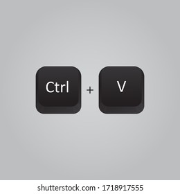 Ctrl and V keyboard shortcut vector illustration, Paste keyboard shortcut for windows devices