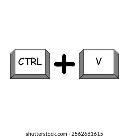 Ctrl and V keyboard shortcut vector illustration. Combination of keyboard buttons. Keyboard Button, Vector illustration 