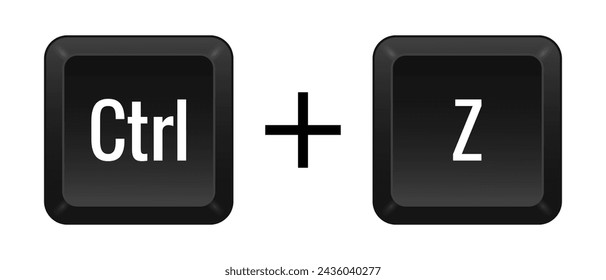 CTRL Z Key combination. Keyboard, control, computer, shortcut, laptop, functional, input device, peripheral, enter the text, typing, type, hotkeys, layout, language, qwerty, undo. Vector illustration