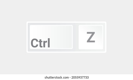 Ctrl Z keyboard key, copy and paste the key shortcut. Computer icon on gray background