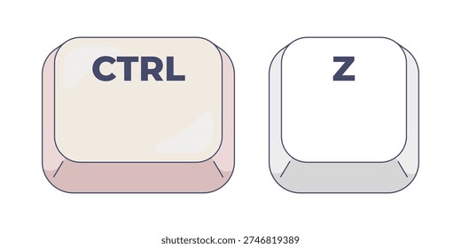 Ctrl Z letter computer keyboard shortcut. Undo last action in application and text editor. Command reversal. Hotkey combo buttons for pc and laptop. Fast software efficiency. Flat vector illustration