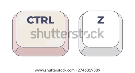 Ctrl Z letter computer keyboard shortcut. Undo last action in application and text editor. Command reversal. Hotkey combo buttons for pc and laptop. Fast software efficiency. Flat vector illustration