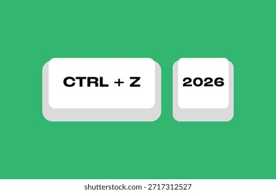 Ctrl Z Deshacer 2026 Teclado Hacer clic de teclas Vector plano