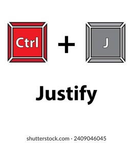 Ctrl+Jkeyboard atajo ilustración vectorial. vector Hotkeys