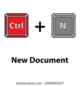 Ctrl+N keyboard shortcut vector illustration. Hotkeys vector