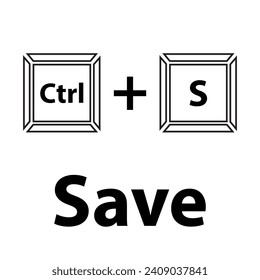 Ctrl+S keyboard shortcut vector illustration. Hotkeys vector