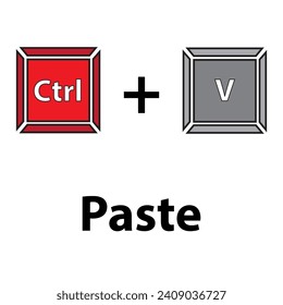 Ctrl+V keyboard shortcut vector illustration. Hotkeys vector