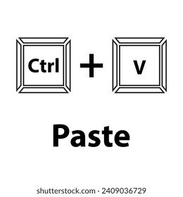 Ctrl+V keyboard shortcut vector illustration. Hotkeys vector