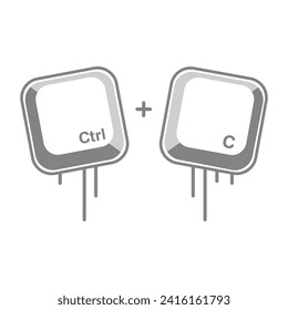 Cttrl + C Control C Button with Melting melting outline