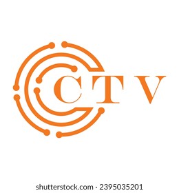 Diseño de letras de CTV. Diseño del logotipo de la tecnología de letras CTV sobre fondo blanco. Diseño del logotipo de Monograma CTV para emprendedores y empresas