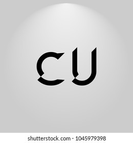CU Abstract Black Letters with white and gray background in highlight