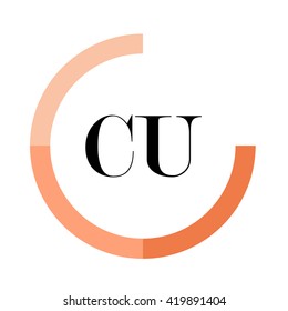 CU black letters , modern type of font , tree orange colors , simply alphabet like design identity