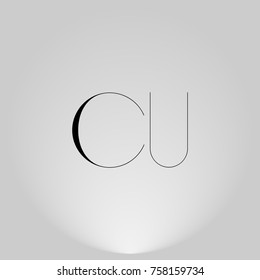 CU Black thin minimalist LOGO Design with Highlight on Gray background.