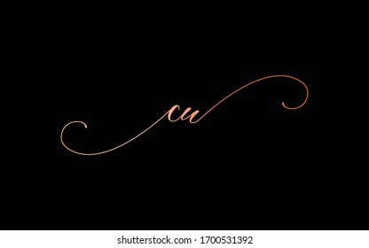 cu or c, u Lowercase Cursive Letter Initial Logo Design, Vector Template