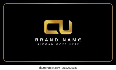 CU C U monogram Logo, Abstract letters c and u golden monogram icon design.