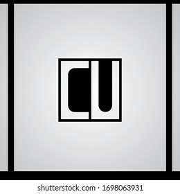 CU,  C and U, Uppercase Letter Initial flat and clean Logo Design Template Vector Illustration