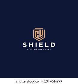 CU or CP letter shield icon