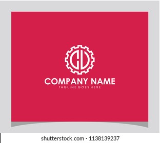 CU or CV initial gear technology icon logo design vector eps 10