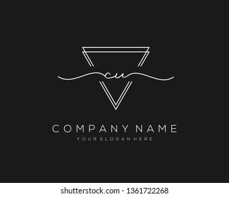 CU handwriting initial  logo vector