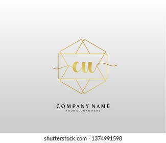 CU initial handwriting logo geometric template vector
