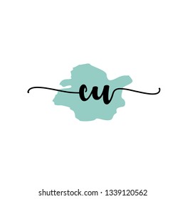 CU  Initial Handwriting logo template vector