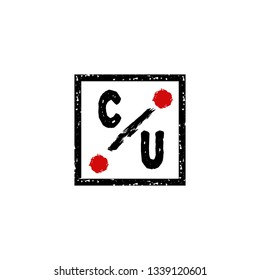 CU  Initial Handwriting logo template vector